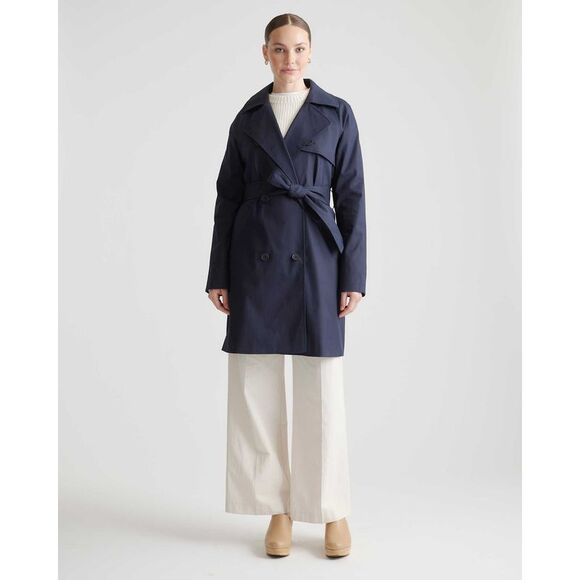 Quince Jackets & Blazers - Quince Womens Comfort Stretch Trench Coat Navy Outerwear XS